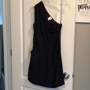 One Shoulder Navy Dress